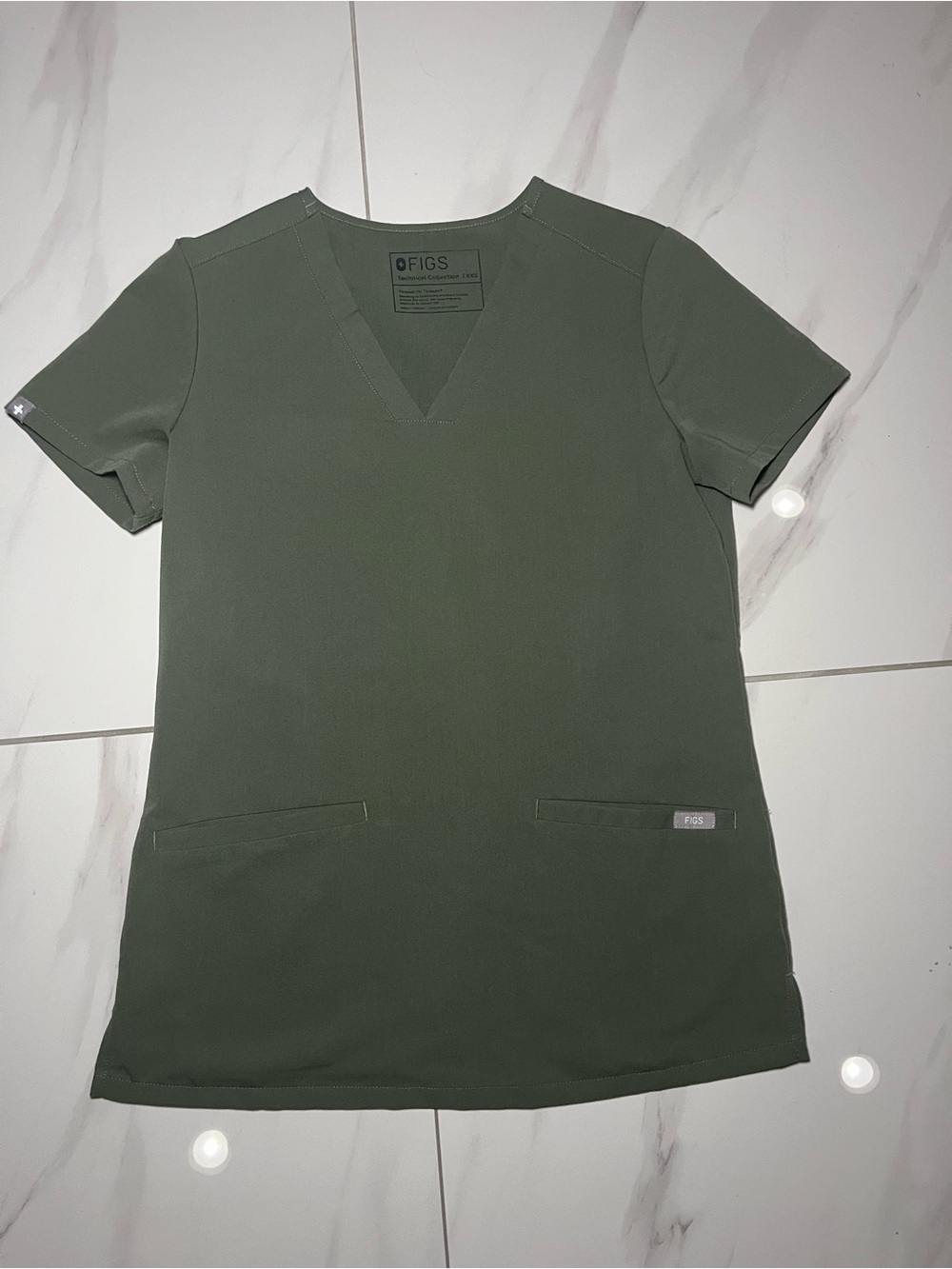 FIGS Olive Green V-Neck Short Sleeve Scrub Top